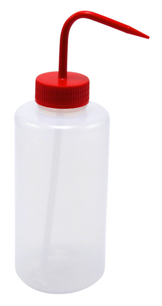 Azlon Wide Mouth Washbottle, LDPE, 1000mL Red Cap