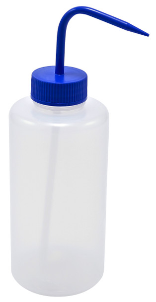 Azlon Wide Mouth Washbottle, LDPE, 1000mL Blue Cap