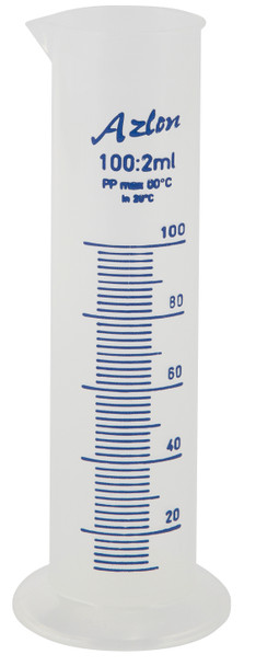 Azlon Squat Plastic Cylinders, Class B, PP, 100mL CS/5