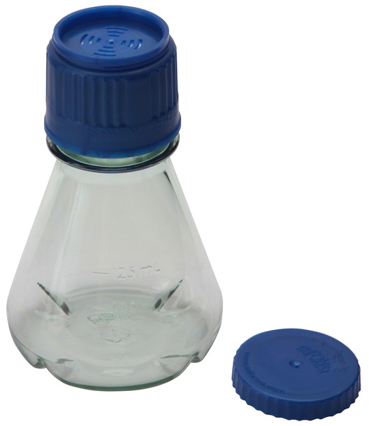 Erlenmeyer Flask, PC w PP Screw Closure, Sterile, with Baffle 125mL PK/24