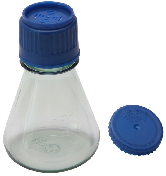 Erlenmeyer Flask, PC w PP Screw Closure, Sterile, without Baffle 125mL PK/24