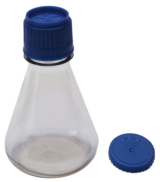 Erlenmeyer Flask, PC w PP Screw Closure, Sterile, without Baffle 250mL PK/12