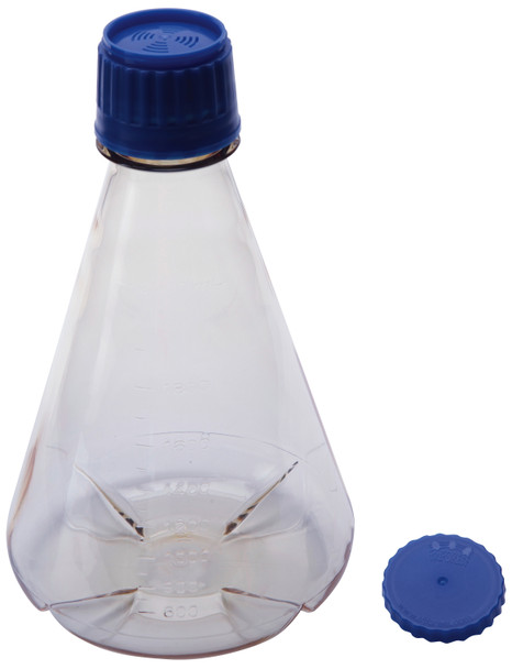 Erlenmeyer Flask, PC w PP Screw Closure, Sterile, with Baffle 2000mL PK/6