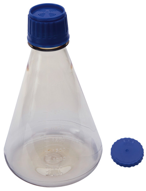 Erlenmeyer Flask, PC w PP Screw Closure, Sterile, without Baffle 2000mL PK/6