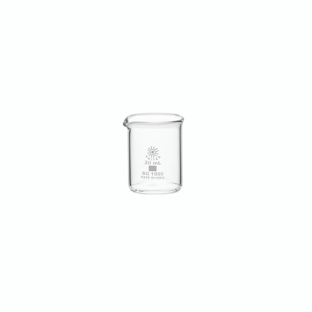Beakers, Low Form, Borosilicate Glass, 20mL-12pk