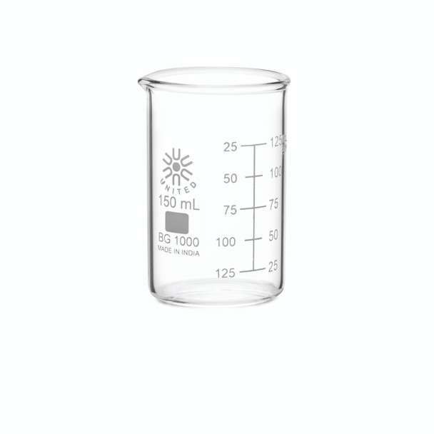 Beakers, Low Form, Borosilicate Glass, 150mL-12pk