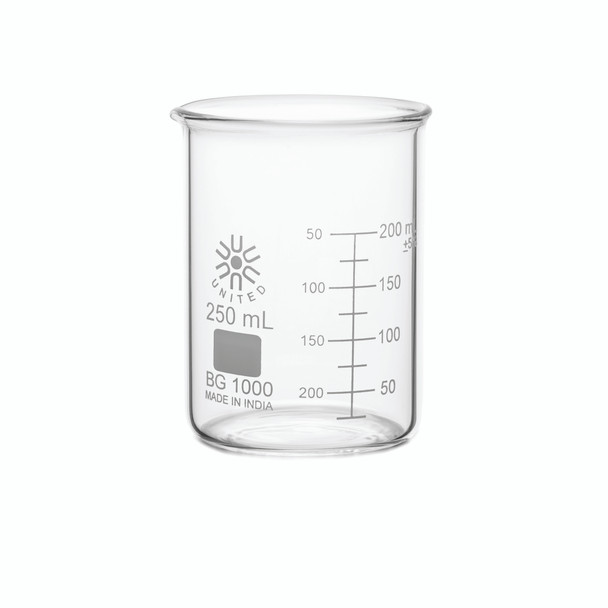 Beakers, Low Form, Borosilicate Glass, 250mL-12pk