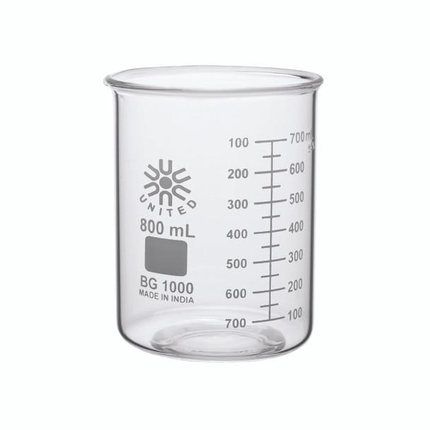 Beakers, Low Form, Borosilicate Glass, 800mL-6pk