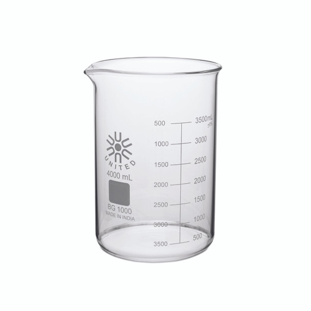 Beaker, Low Form, Borosilicate Glass, 4000mL