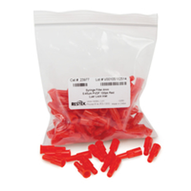 Syringe Filters, 4mm, 0.45um, PVDF, Red, Luer Lock, 100-pk