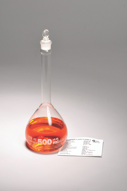 VOLUMETRIC FLASK, CLASS A, GLASS STOPPER, BATCH CERT, 25 mL