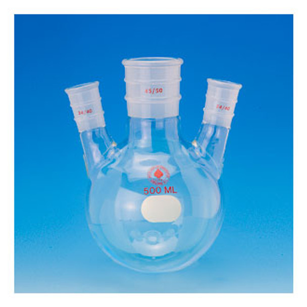 Flask, round bottom, three neck, 5L, 45/50 center, 24/40 sides