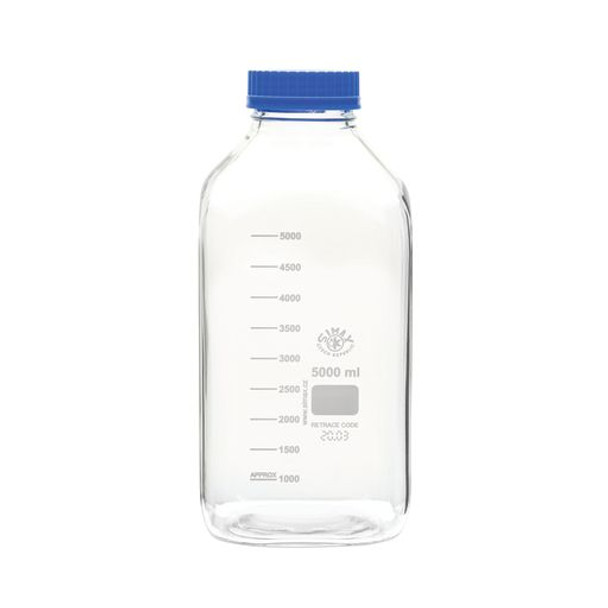 MEDIA BOTTLE, WIDE MOUTH, SQUARE, Glass, 5000ML (each)