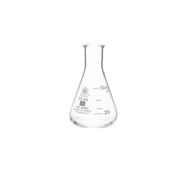 ERLENMEYER FLASK, NARROW MOUTH, BOROSILICATE GLASS, 50 mL Pack of 12