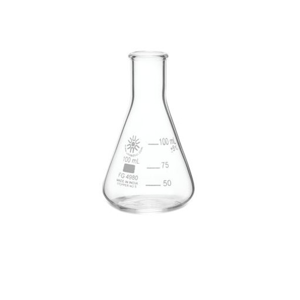 ERLENMEYER FLASK, NARROW MOUTH, BOROSILICATE GLASS, 100 mL Pack of 12