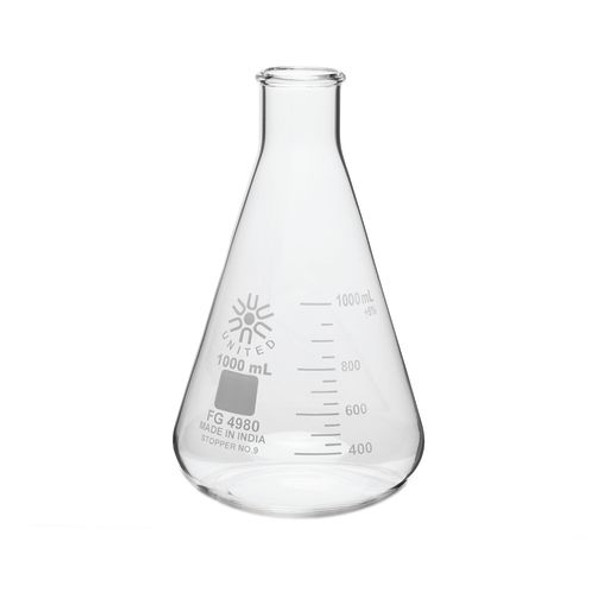 ERLENMEYER FLASK, NARROW MOUTH, BOROSILICATE GLASS, 1000 mL Pack of 6