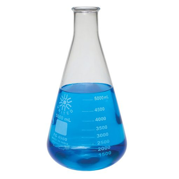 ERLENMEYER FLASK, NARROW MOUTH, BOROSILICATE GLASS, 5000 mL Pack of 1