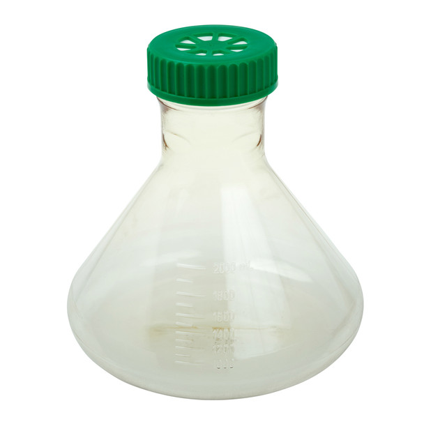 2L Fernbach Flask, Vent Cap, Plain Bottom, Polycarbonate, Sterile