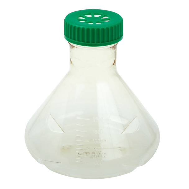 2L Fernbach Flask, Vent Cap, Baffled Bottom, Polycarbonate, Sterile, CS/6