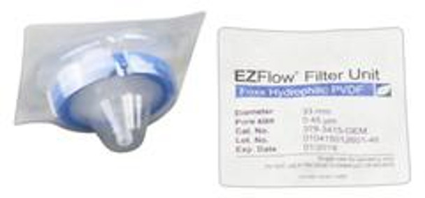 EZFlow  Syringe Filter, 0.45um Hydrophilic PVDF, 33mm, Sterile