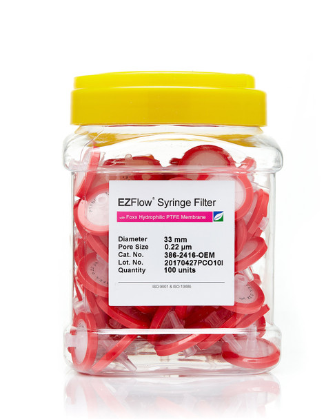 EZFlow  Syringe Filter-Sample Prep, 0.22um Hydrophilic PTFE, 33mm