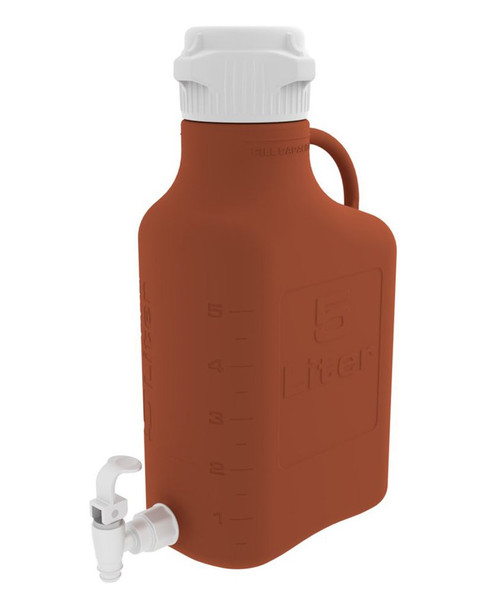 Carboy, 5L, Amber HDPE, 83B Cap, w Spigot