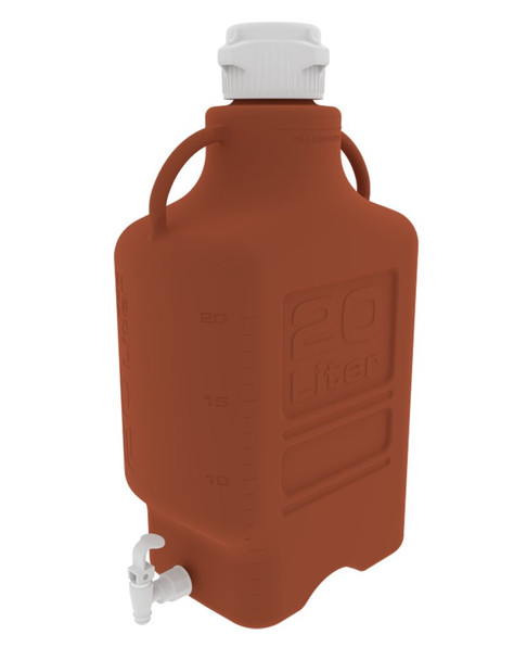 Carboy, 20L, Amber HDPE, 120mm Cap, w Spigot