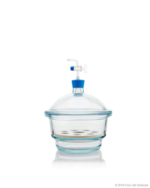 Desiccator Vacuum, Stopcock with PTFE spindle and Porcelain plate, 200mm, Borosilicate