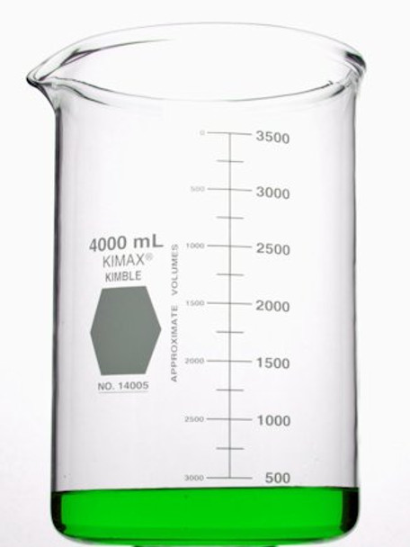 Kimax Low Form Heavy Duty Beakers 4000mL (4/case)