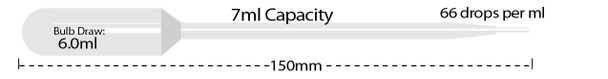 Transfer Pipettes, 7ml Capacity Extended Tip Large Bulb (case of 400)