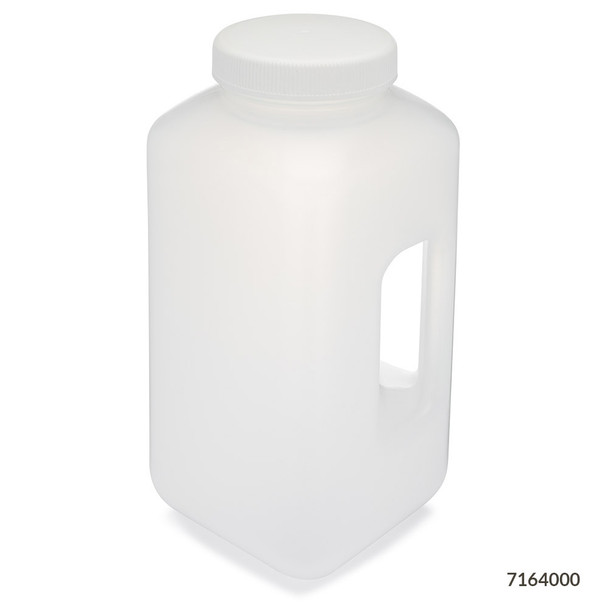Diamond RealSeal Bottle, Wide Mouth with Handle, Square, PP with PP Closure, 4L, 6/cs