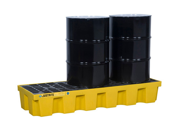 EcoPolyBlend Spill Control Pallet with drain, 3 drum, Yellow