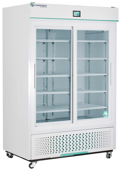 Corepoint Scientific White Diamond Series Laboratory and Medical Sliding Double Glass Door Refrigerator 47 Cu. Ft.