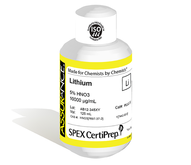 Lithium, 10,000 ug/mL in 5% HNO3, for AA and ICP, 125 mL
