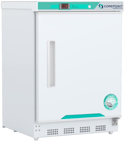 Corepoint Scientific White Diamond Series Undercounter Refrigerator, Built-In, 4.6 Cu. Ft., Solid Door