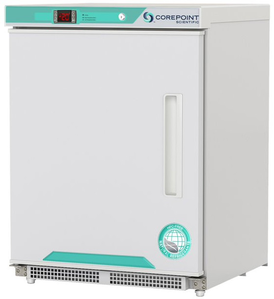 Corepoint Scientific White Diamond Series Undercounter Freezer, Built-In, 4.2 Cu. Ft., Solid Door, Left Hinged, ADA