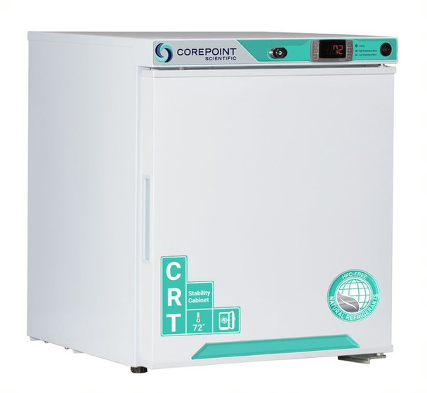 Corepoint Scientific White Diamond Series Controller Room Temperature Cabinet, 1 Cu. Ft., Free Standing, Solid Door