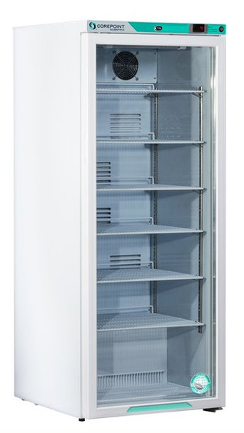 Corepoint Scientific White Diamond Series Compact Refrigerator, 10.5 Cu. Ft., Glass Door