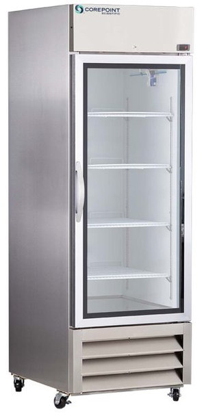 Corepoint Scientific General Purpose Laboratory and Medical Single Stainless Steel Glass Door Refrigerator 23 Cu. Ft.