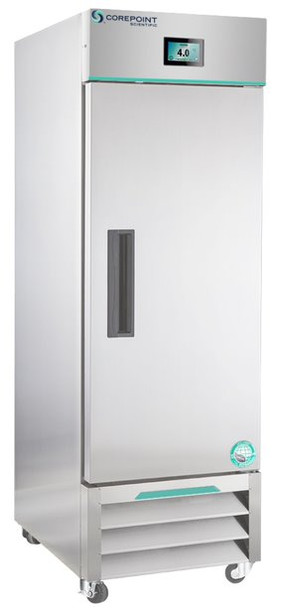 Corepoint Scientific White Diamond Series Laboratory and Medical Single Stainless Steel Solid Door Refrigerator 23 Cu. Ft.