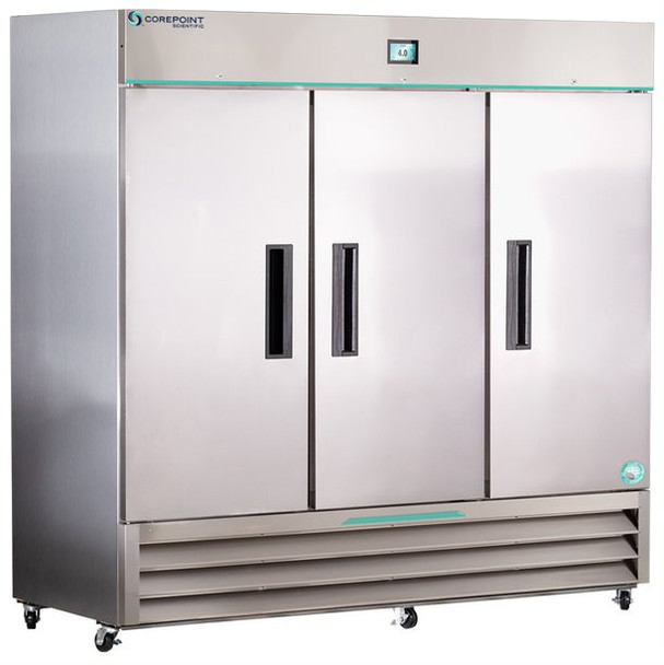 Laboratory and Medical Swinging Triple Stainless Steel Solid Door Refrigerator 72 Cu. Ft.