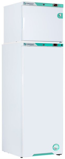 Corepoint Scientific White Diamond Series Refrigerator & CONTROLLED Auto Defrost Freezer Combination, 12 Cu. Ft. (10.5 Ref./1.0 Freezer), Solid Doors