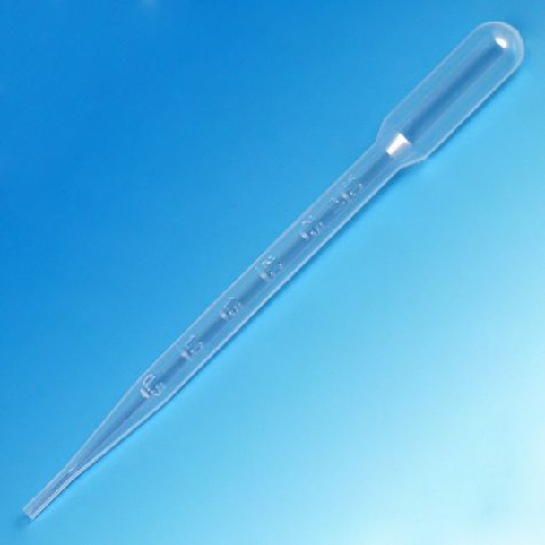 Graduated Transfer Pipets, 7.0mL, Large Bulb, Graduated to 3mL, 155mm, STERILE, 20/Pack, 20 Packs/Case