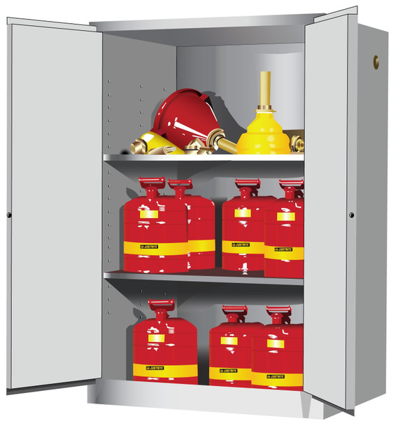 Sure-Grip EX Flammable Safety Cabinet, 90 Gallon, 2 Manual-Close Doors, Gray