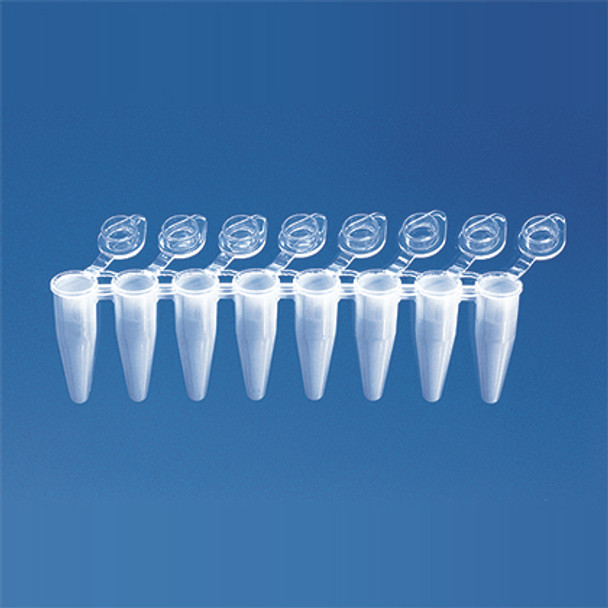 PCR Strip Tubes 0.15 mL with individual attached flat cap white