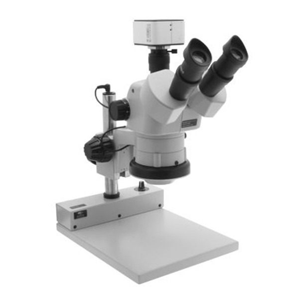 Stereo Zoom Trinocular Microscope DSZV-44 On Post Stand With Integrated LED Light & USB 5M Camera
