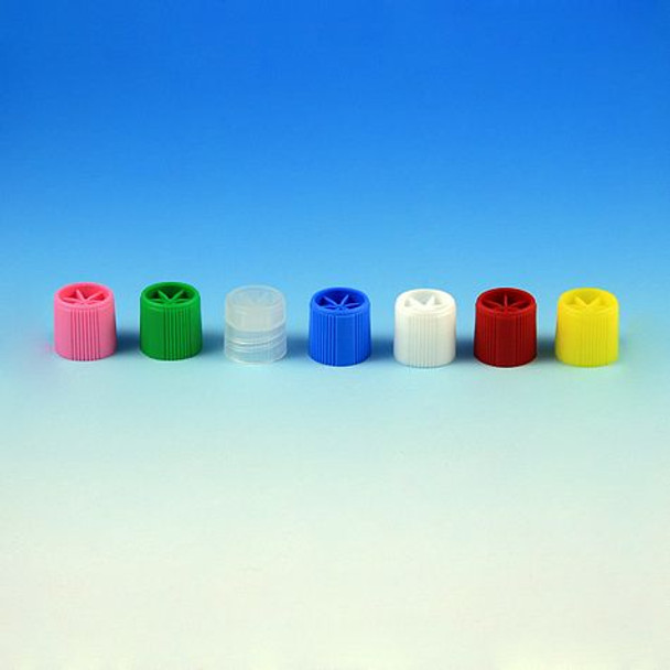 Screw Cap with Silicone Washer for Sample Tubes with External Threads, Clear, Bag of 1000