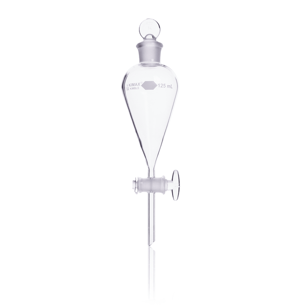 KIMBLE KIMAX Squibb Separatory Funnel With Glass Stopcock, 250 mL, Case of 4