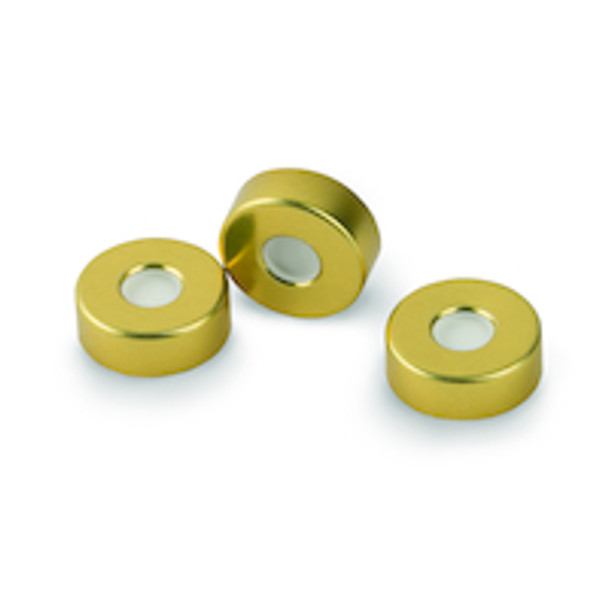 SPME Vial Cap, Gold, PTFE/Silicone, Steel Crimp, 20 mm, 100pk