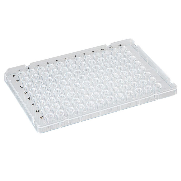 0.1mL 96-Well PCR Plate, Low Profile, FAST, Half Skirt, Ridged Rim, Clear, Case of 100